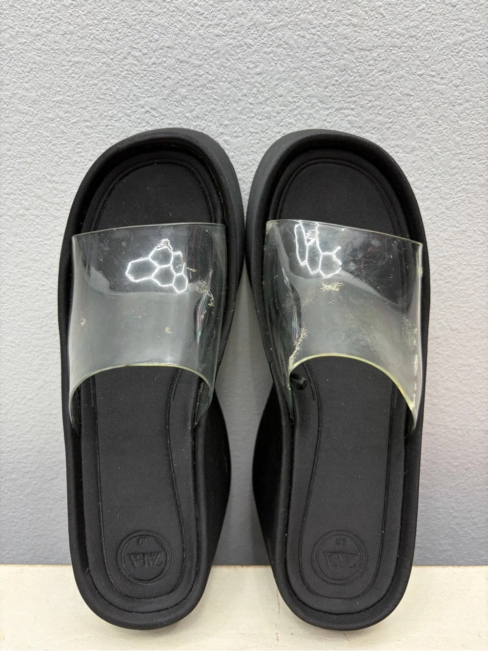 Zara Clear Strap Platform Slide Sandals Size 39 - Picture 6 of 8
